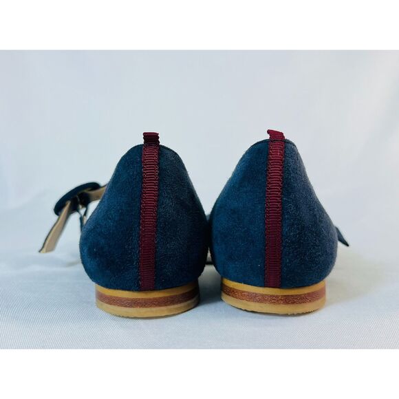 Boden Evie Pointed Ballet Flats Mary Jane Strappy 36 US 5.5 Blue Suede - Picture 6 of 9